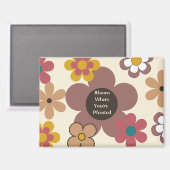 Retro-Blume "Bloom where you are Planted" Magnet (Vorderseite/Rückseite)