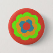 Retro Blume Blume Blumen Muster 70er 70er 70er Button (Vorderseite)