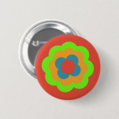 Retro Blume Blume Blumen Muster 70er 70er 70er Button (Vorne & Hinten)