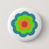 Retro Blume Blume Blumen Muster 70er 70er 70er Button (Vorderseite)