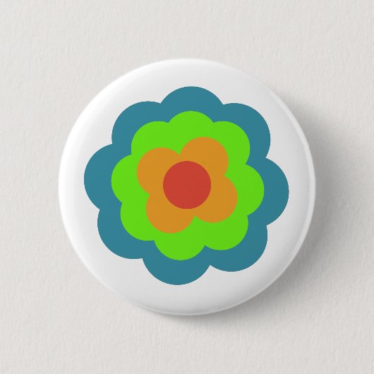 Retro Blume Blume Blumen Muster 70er 70er 70er Button (Vorderseite)