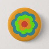 Retro Blume Blume Blumen Muster 70er 70er 70er Button (Vorderseite)