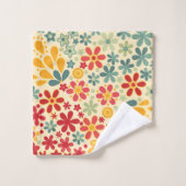 Retro, Blume, Blumenmuster Badhandtuch Set (Waschlappen)