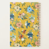 Retro-Blume Blush Yellow Blue Floral Muster Planer (Rückseite)
