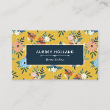 Retro-Blume Blush Yellow Blue Floral Muster