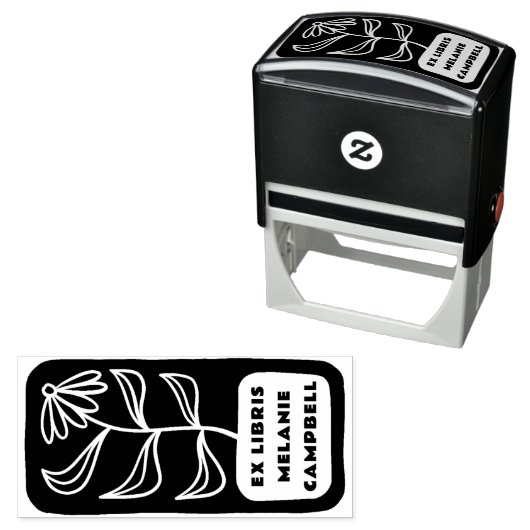 Retro Blume Bold Buchzeichen Ex Libris Book Permastempel (Beispiel)