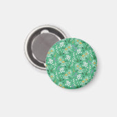 Retro-Blume, botanisches Nahtloses Muster. Magnet (Vorderseite/Rückseite)