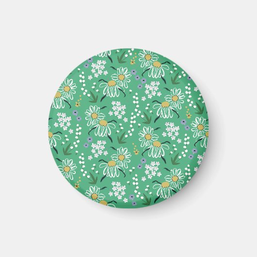 Retro-Blume, botanisches Nahtloses Muster. Magnet (Vorne)