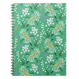 Retro-Blume, botanisches Nahtloses Muster. Notizblock