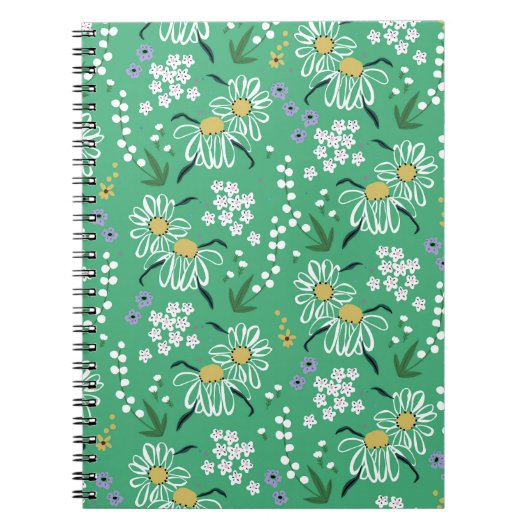 Retro-Blume, botanisches Nahtloses Muster. Notizblock (Vorderseite)