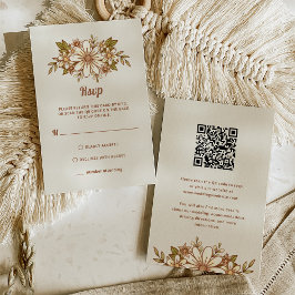 Retro-Blume | Combo QR Code und Traditionelle RSVP Karte