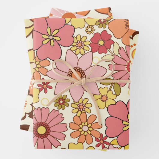 Retro-Blume der 60er Jahre - 3 Blatt Set (Beispiel)