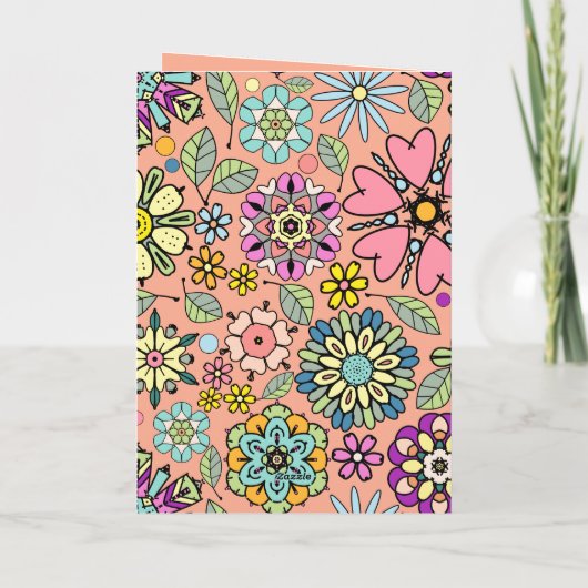 Retro-Blume der Frühjahrssaison - Nahtloses Muster Karte (Rückseite)