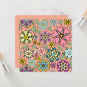 Retro-Blume der Frühjahrssaison - Nahtloses Muster Karte (Vorderseite/Rückseite Beispiel)