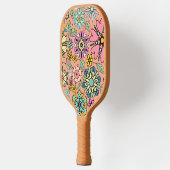 Retro-Blume der Frühjahrssaison - Nahtloses Muster Pickleball Schläger (Links)