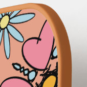 Retro-Blume der Frühjahrssaison - Nahtloses Muster Pickleball Schläger (Linke Seite)