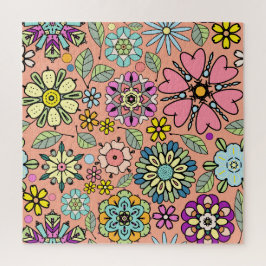 Retro-Blume der Frühjahrssaison - Nahtloses Muster Puzzle