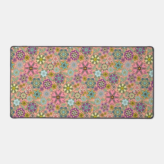 Retro-Blume der Frühjahrssaison - Nahtloses Muster Schreibtischunterlage (Vorderseite)