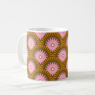 Retro-Blume des Sonnenaufgangs - rosa und braun Kaffeetasse