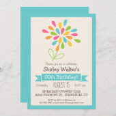 Retro Blume Erwachsene Geburtstagsparty Einladung (Vorne/Hinten)