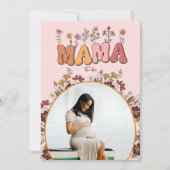 Retro Blume farbenfrohe Mama zum Foto Kinderdusche Einladung (Vorderseite)