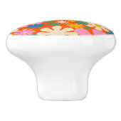 Retro-Blume Farbige 60er 70er Blumenmuster Keramikknauf (Seitenansicht)