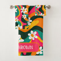 Retro-Blume Farbiges 70er-Muster mit Name