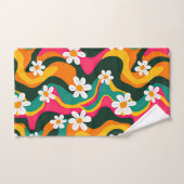 Retro-Blume Farbiges 70er-Muster mit Name Badhandtuch Set (Handtuch)