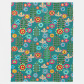 Retro, Blume Fleecedecke (Vorderseite)