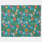 Retro, Blume Fleecedecke (Vorderseite (Horizontal))