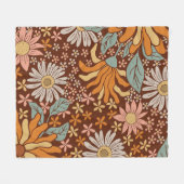 Retro-Blume Fleecedecke (Vorderseite (Horizontal))