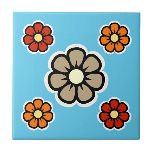 Retro-Blume Fliese (Vorderseite)