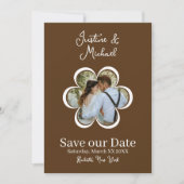 Retro Blume Foto Brown Wedding Save the Date Einladung (Vorderseite)