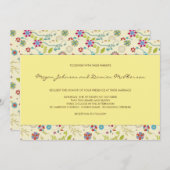 Retro-Blume ・ Gelb ・ Einladung zum Hochzeitsfeiern (Vorne/Hinten)