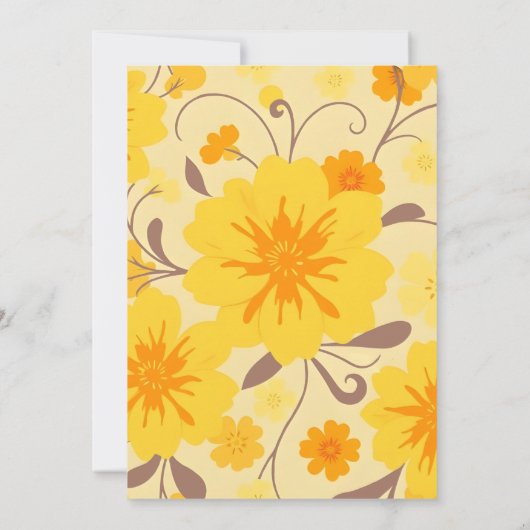 Retro-Blume gelb, orange, Moschusse Einladung (Rückseite)