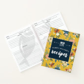 Retro-Blume Gelbes blaues Blumenmuster Rezepte Notizblock (Innenseite)