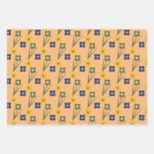 Retro-Blume Gelbes Blumengartenmuster Geschenkpapier Set (Vorderseite 2)