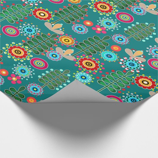 Retro, Blume Geschenkpapier (Ecke)