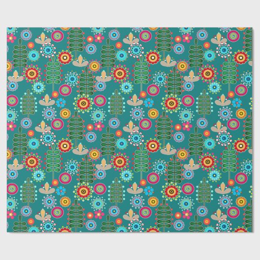 Retro, Blume Geschenkpapier (Flach)