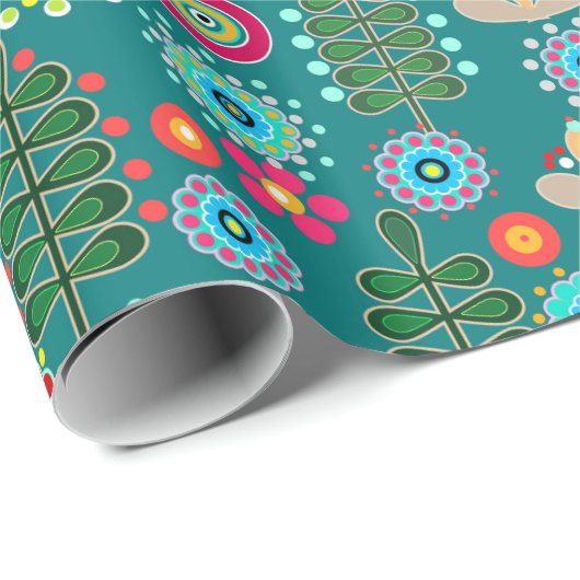 Retro, Blume Geschenkpapier (Rolleneckpunkt)