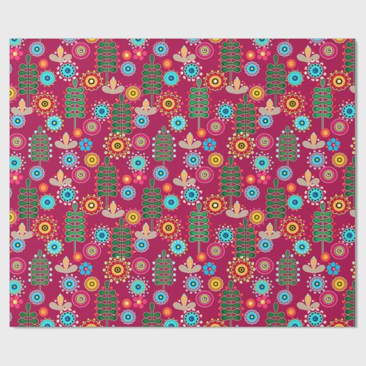 Retro, Blume Geschenkpapier (Flach)