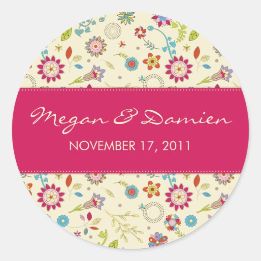 Retro-Blume ・ Gewiss ・ Save the Date Aufkleber (Vorderseite)