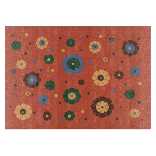 Retro-Blume Glasschneidebrett Schneidebrett (Vorderseite)