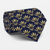 Retro Blume Gradient Gold Vector Pattern Navy Nec Krawatte (Gerollt)