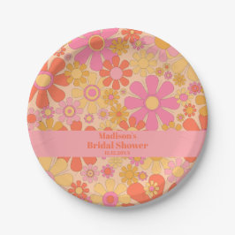 Retro-Blume Groovy 60er ästhetische Blumendusche Pappteller