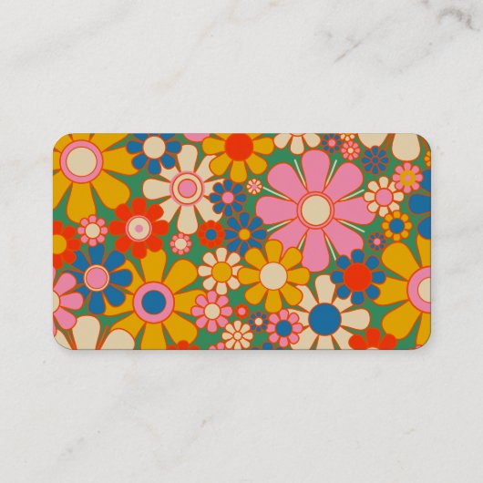 Retro Blume Groovy Farbiger 60er Floral Visitenkarte (Rückseite)