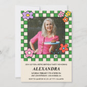 Retro Blume Groovy Foto 78. Geburtstag Einladung (Vorderseite)