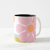 Retro Blume Groovy Hippie 60er 70er Zweifarbige Tasse (VorderseiteRechts)