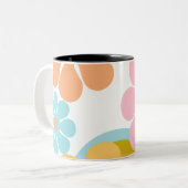 Retro Blume Groovy Hippie 60er 70er Zweifarbige Tasse (Vorderseite Links)