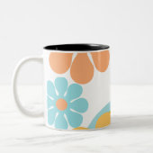 Retro Blume Groovy Hippie 60er 70er Zweifarbige Tasse (Links)